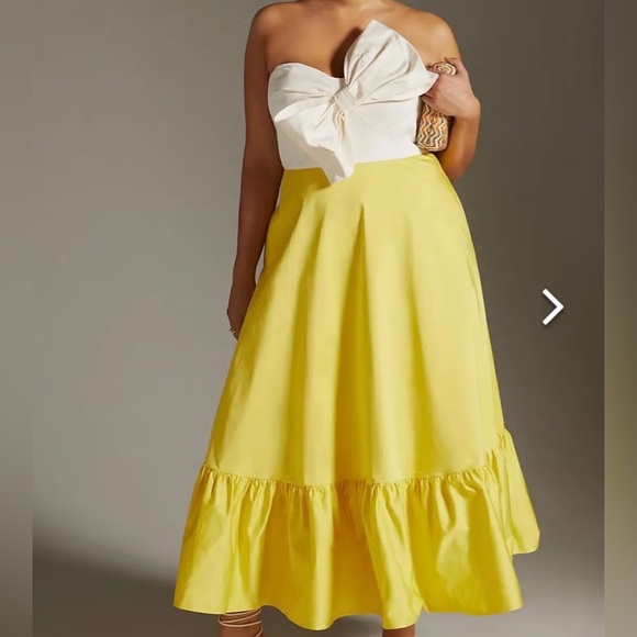 Hutch Dresses & Skirts - Anthropologie Hutch Color block Strapless Bow Dress NWT Yellow White